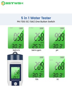 Digital PH Meter, 5 in 1 TDS Meter Water Quality Tester with Back light, PH/TDS/EC/Salinity/Temp Meter with ATC, 0.01 Resolution High Accuracy Pen Type Tester, for Drinking Water, Aquarium, Spas - pzsku/Z03DA45BEE6E2D0458642Z/45/_/1740481002/53e77f05-4446-452a-8e95-aa026a3e4d0c