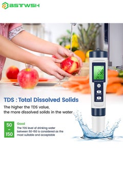 Digital PH Meter, 5 in 1 TDS Meter Water Quality Tester with Back light, PH/TDS/EC/Salinity/Temp Meter with ATC, 0.01 Resolution High Accuracy Pen Type Tester, for Drinking Water, Aquarium, Spas - pzsku/Z03DA45BEE6E2D0458642Z/45/_/1740481003/8eba6bd3-bc12-458a-9cf2-3c2f60f0865e