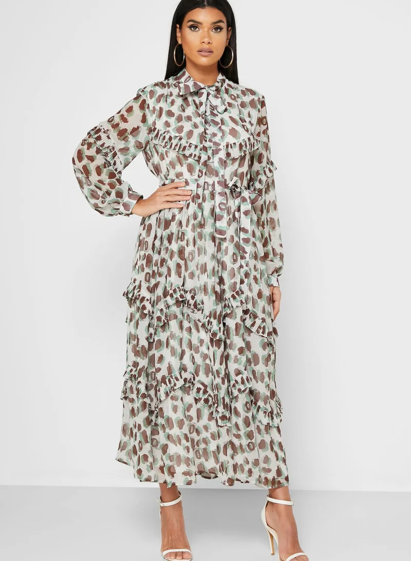 ANOTAH Animal Print Skater Dress