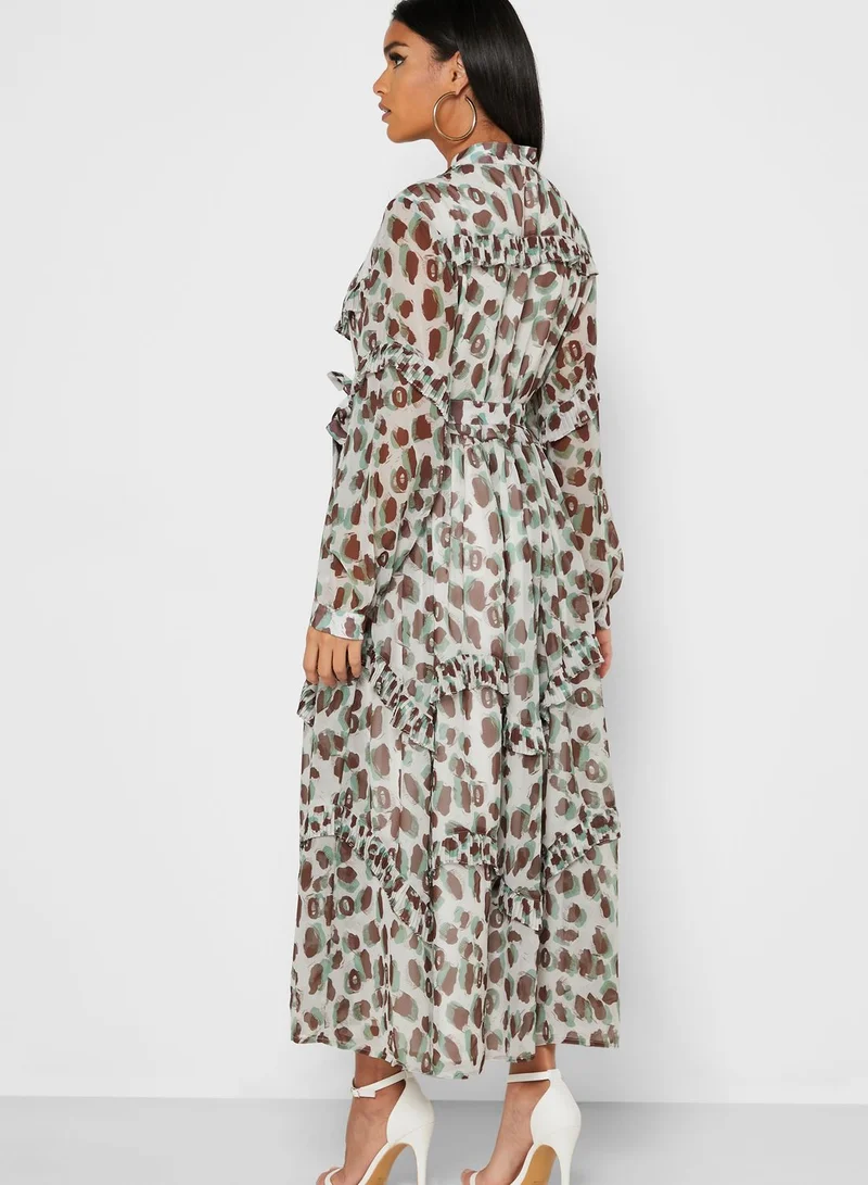ANOTAH Animal Print Skater Dress