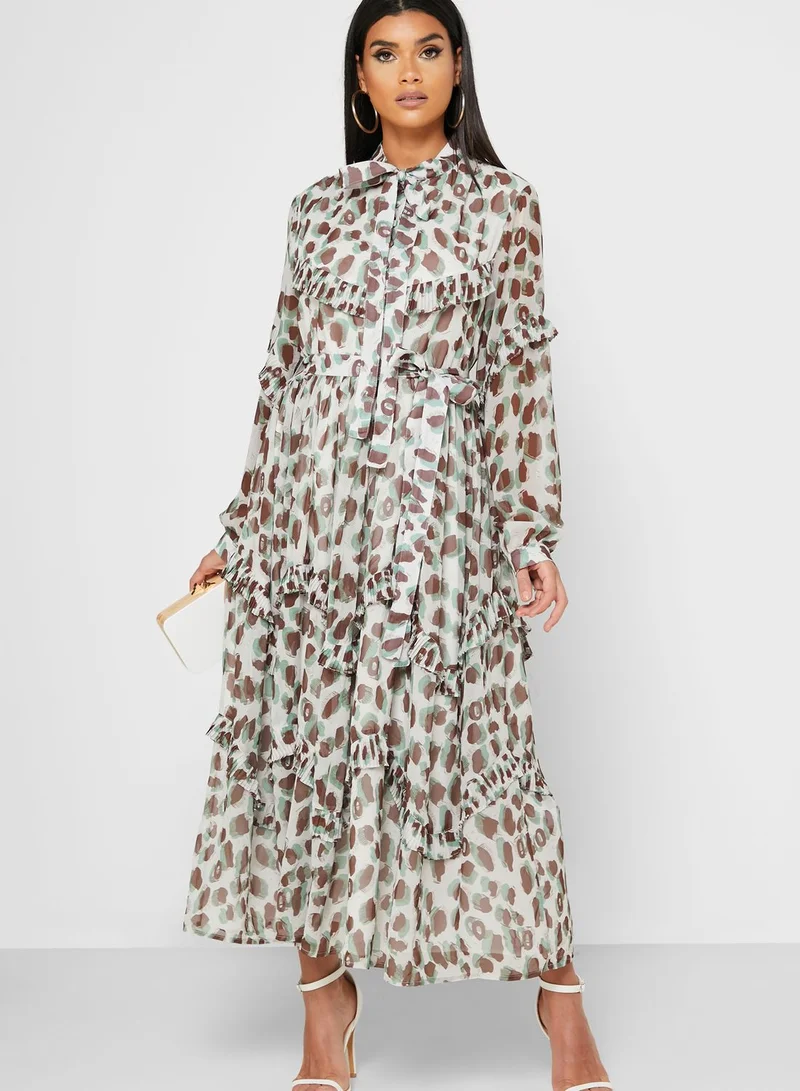ANOTAH Animal Print Skater Dress