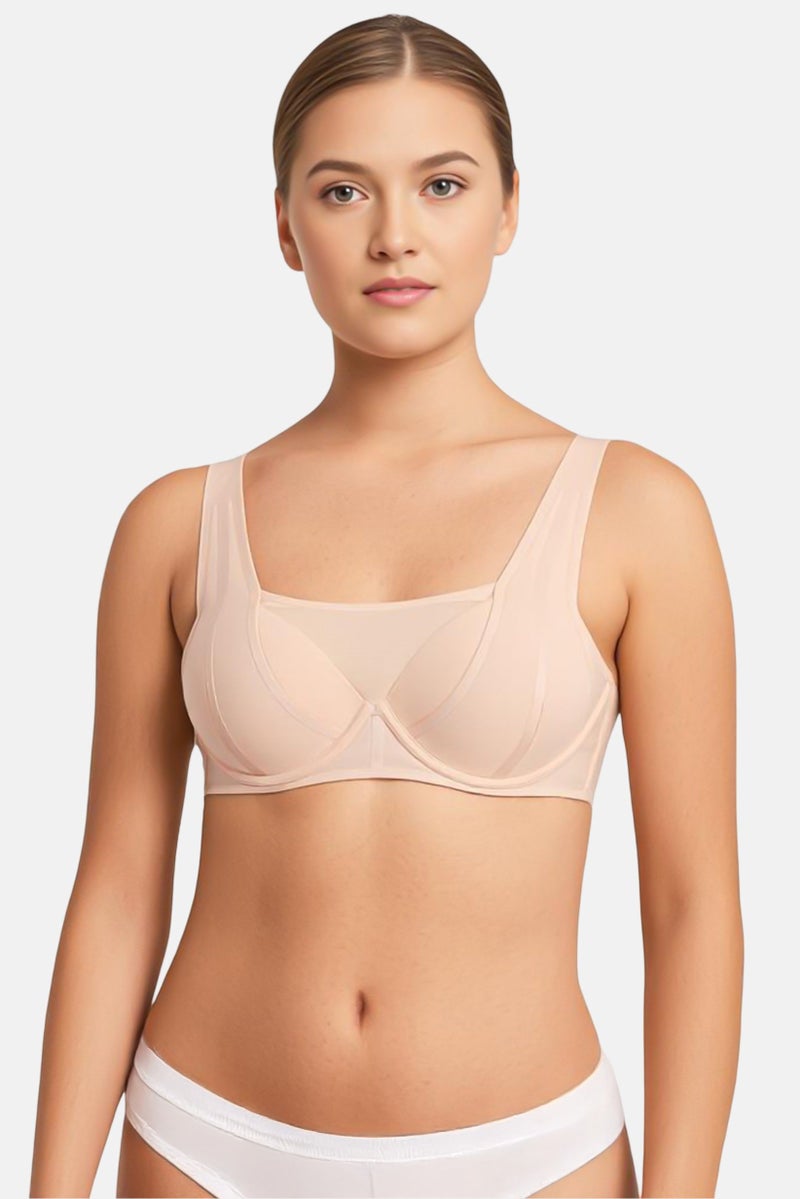Adidas Women Padded Sports Bra, Light Peach - Image 1