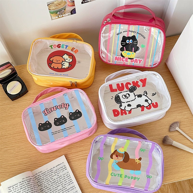 Cute Cartoon Doll Makeup Bag – Large Capacity PVC Waterproof Handbag for Daily Use - Image 2