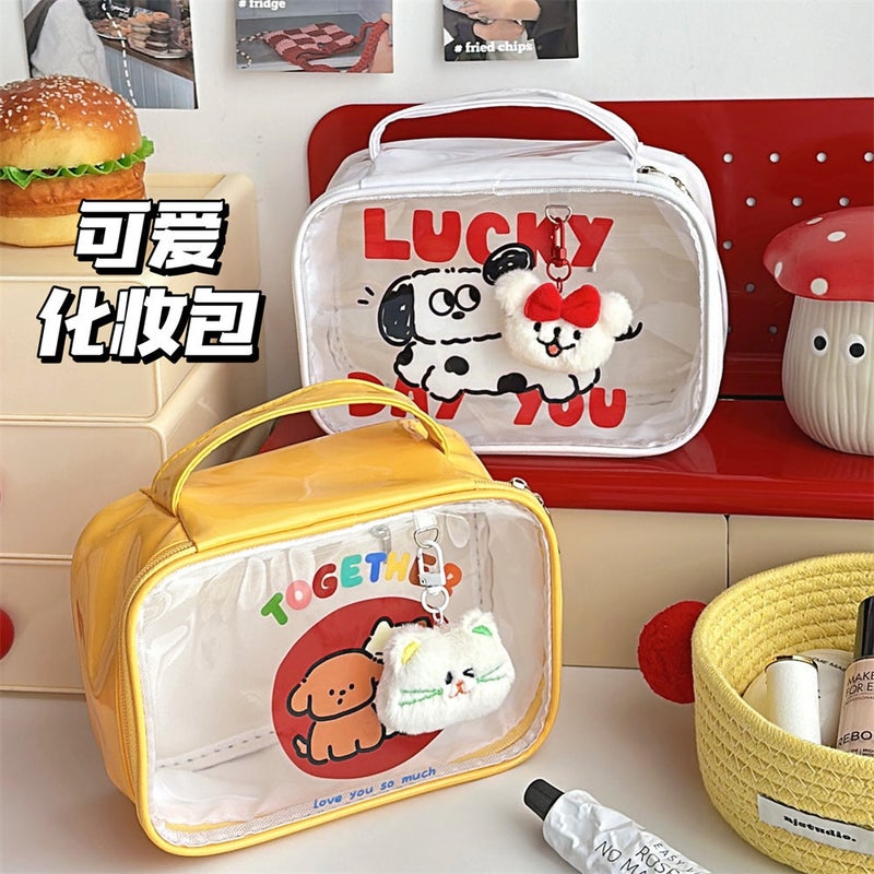 Cute Cartoon Doll Makeup Bag – Large Capacity PVC Waterproof Handbag for Daily Use - Image 3