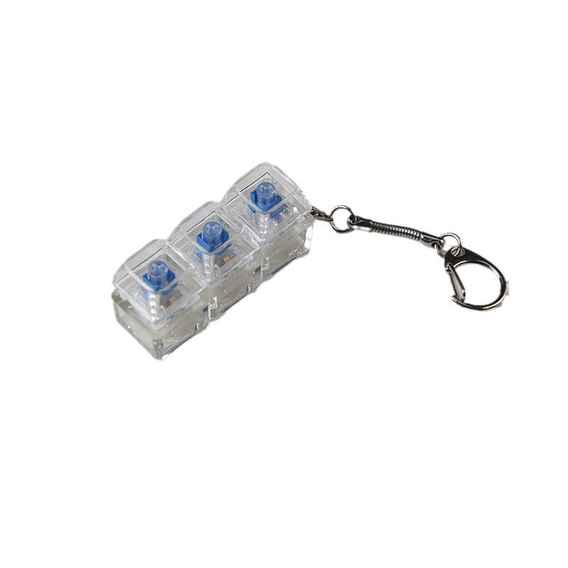 PC fully transparent material decompression shaft tester press sound crisp 2 holes 3 holes 4 holes key chain with light transparent cap 3-hole transparent with light * 1 