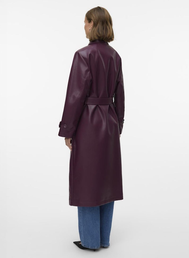 VERO MODA معطف ترنش طويل مغطى من فامالي - Image 2