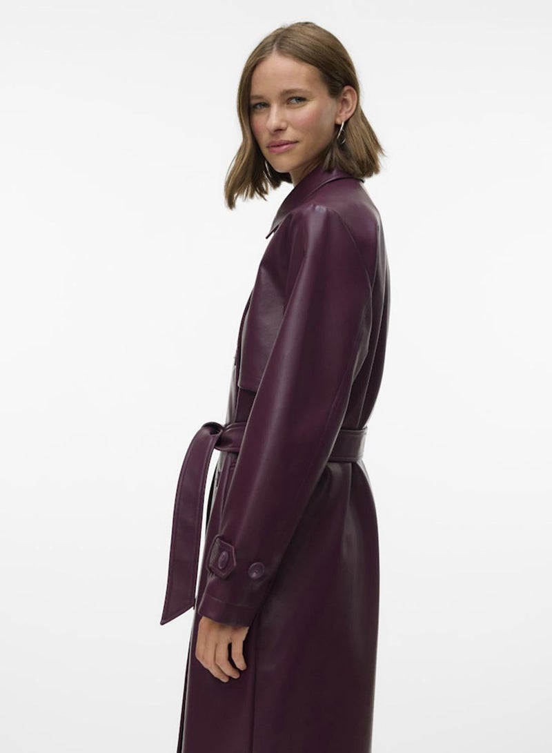 VERO MODA معطف ترنش طويل مغطى من فامالي - Image 3