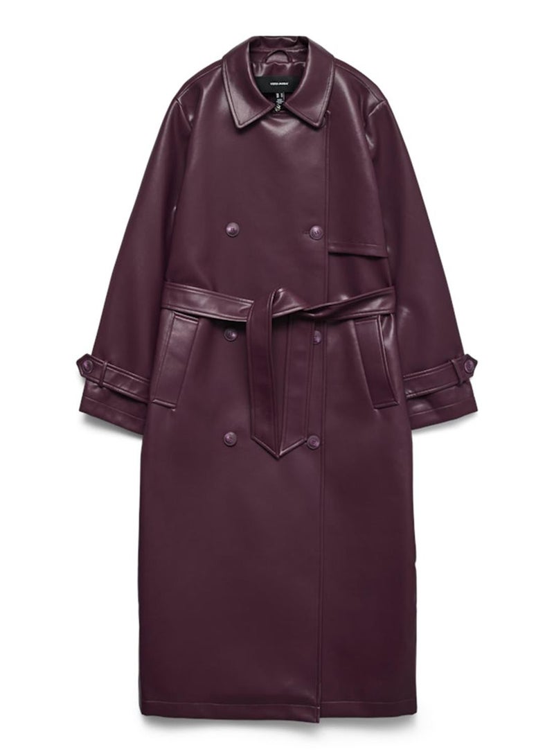 VERO MODA معطف ترنش طويل مغطى من فامالي - Image 5
