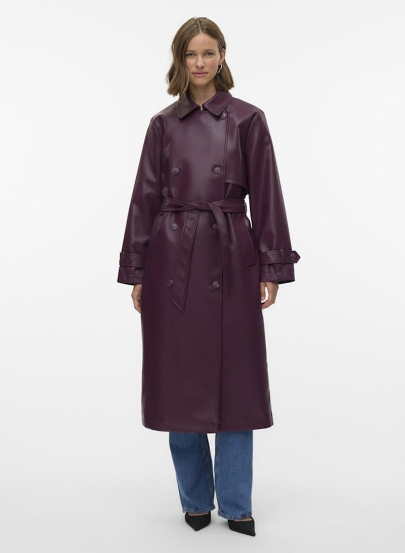 VERO MODA معطف ترنش طويل مغطى من فامالي - Image 1