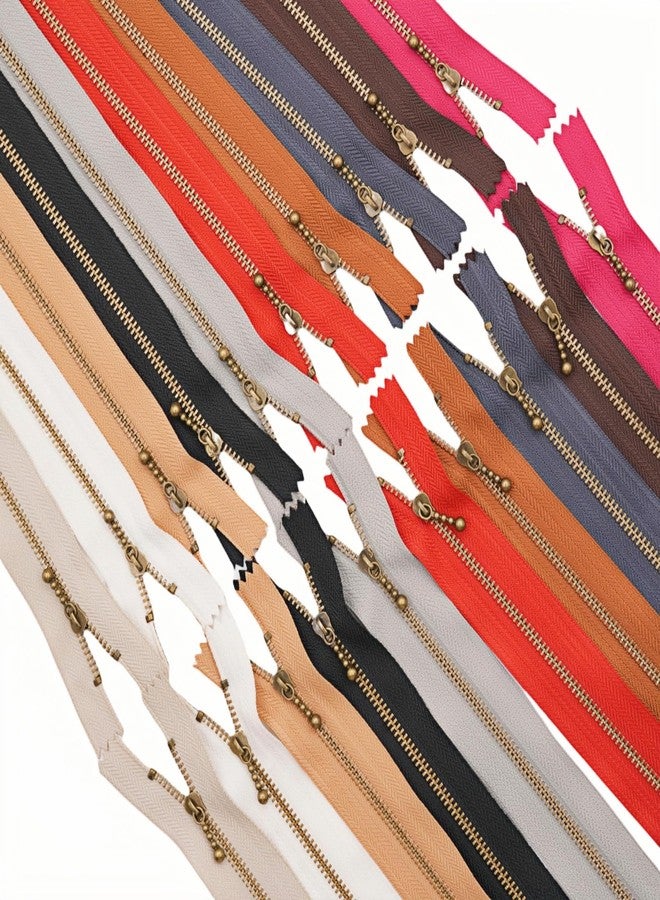 Wonesifee Metal Zippers 20pcs #3 Antique Brass Close-end Non-Separating Short Zippers Assorted Colorful for Purses Bags Pockets Handbags DIY Sewing Mixed 10Colors 2pcs Each (10Colors, 8inch-20pcs) - Image 1