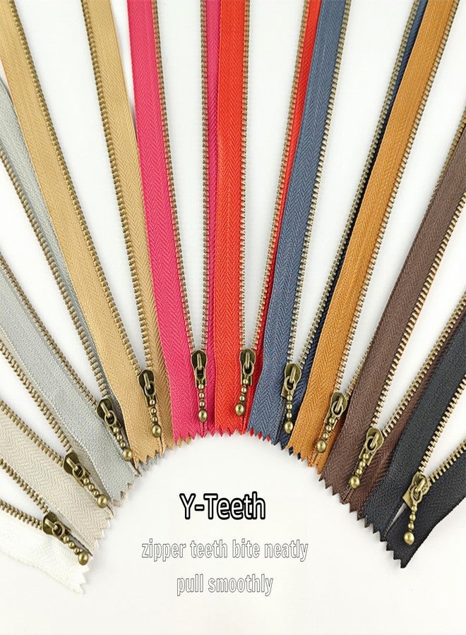 Wonesifee Metal Zippers 20pcs #3 Antique Brass Close-end Non-Separating Short Zippers Assorted Colorful for Purses Bags Pockets Handbags DIY Sewing Mixed 10Colors 2pcs Each (10Colors, 8inch-20pcs) - Image 4