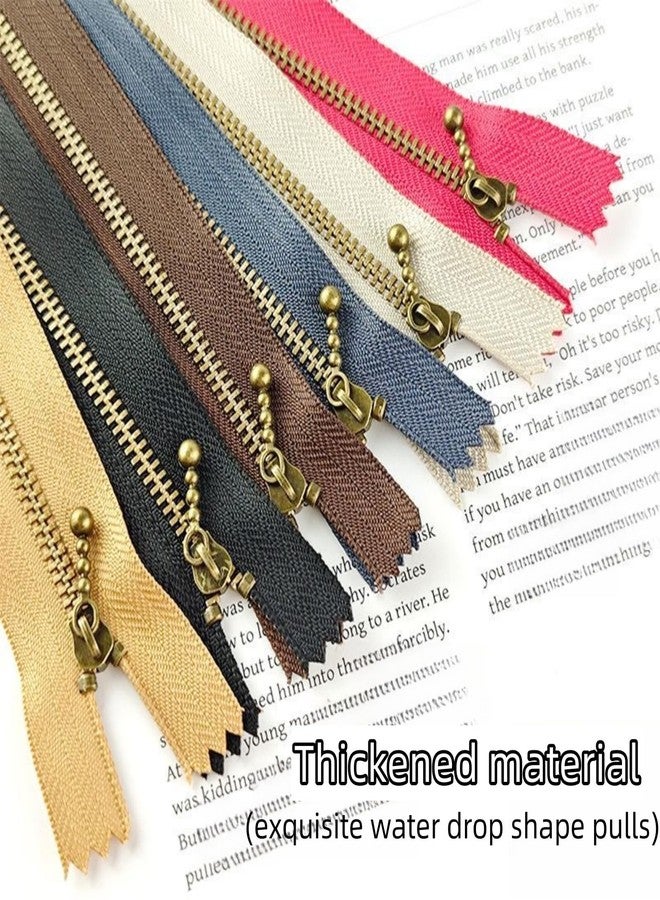 Wonesifee Metal Zippers 20pcs #3 Antique Brass Close-end Non-Separating Short Zippers Assorted Colorful for Purses Bags Pockets Handbags DIY Sewing Mixed 10Colors 2pcs Each (10Colors, 8inch-20pcs) - Image 3