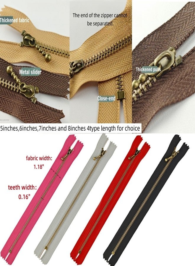 Wonesifee Metal Zippers 20pcs #3 Antique Brass Close-end Non-Separating Short Zippers Assorted Colorful for Purses Bags Pockets Handbags DIY Sewing Mixed 10Colors 2pcs Each (10Colors, 8inch-20pcs) - Image 5