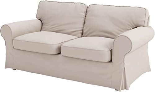 Custom Slipcover Replacement The Ektorp Two Seater Sofa Bed Cover Replacement is Custom Made for IKEA Ektorp 2 Seat Sleeper Slipcover Only. (Flax Polyester Beige) - Image 2