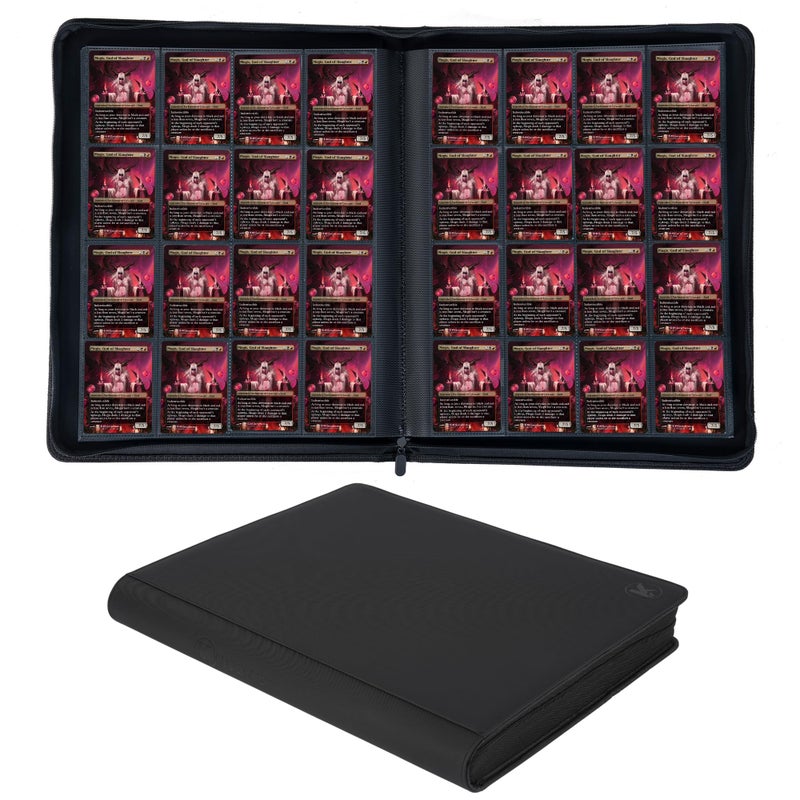 KUOOKING 1408 Pockets Trading Card Binder 16Pocket Card Ablum Compatible with MTGSports Cards Other Standard Size Trading Card Black - Image 2