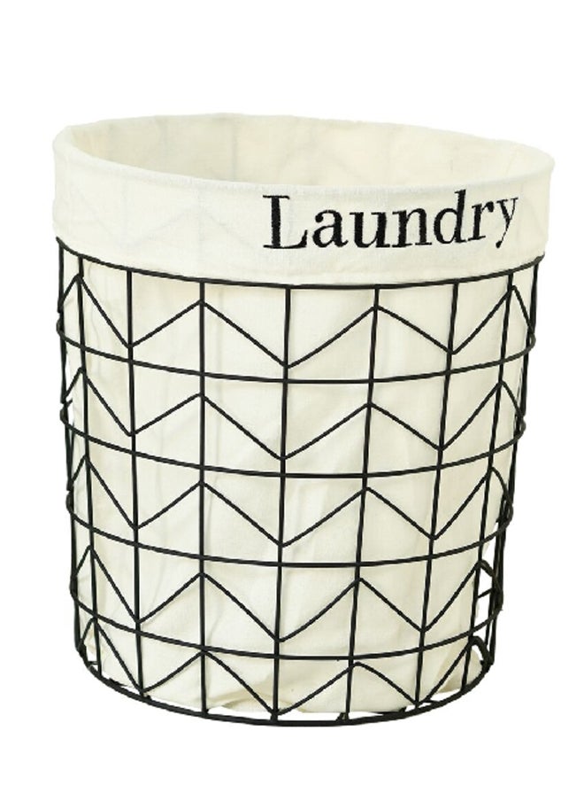 HONEYBEE - Iron Laundry Hamper White and Black 36 x 33 cm SSB0573A-A - Image 1