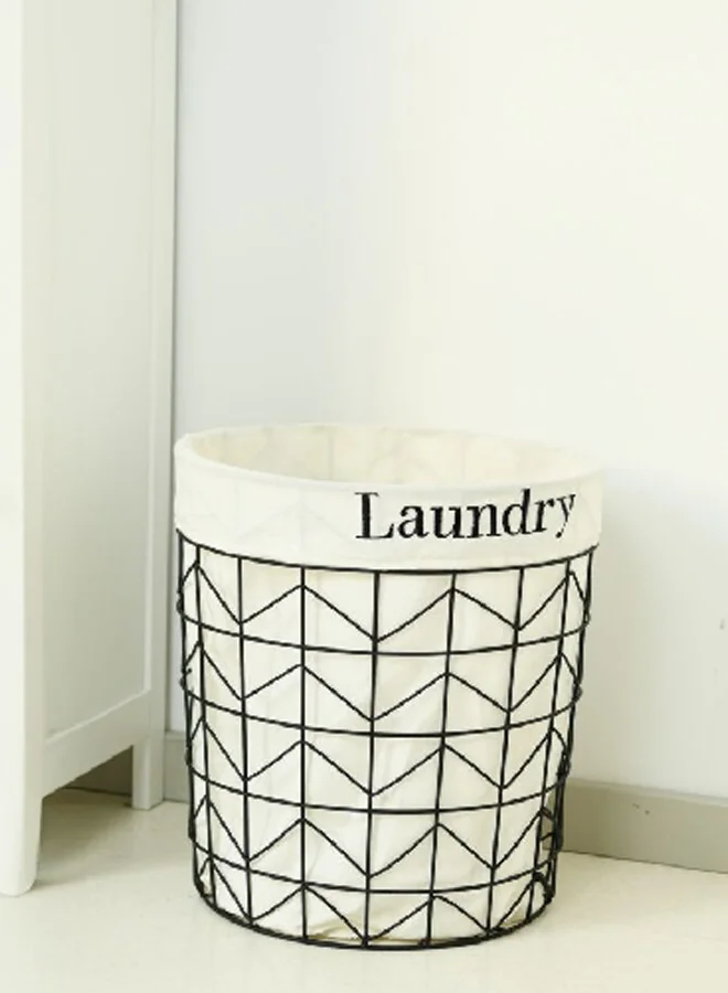 HoneyBee Iron Laundry Hamper White and Black 36 x 33 cm SSB0573A-A