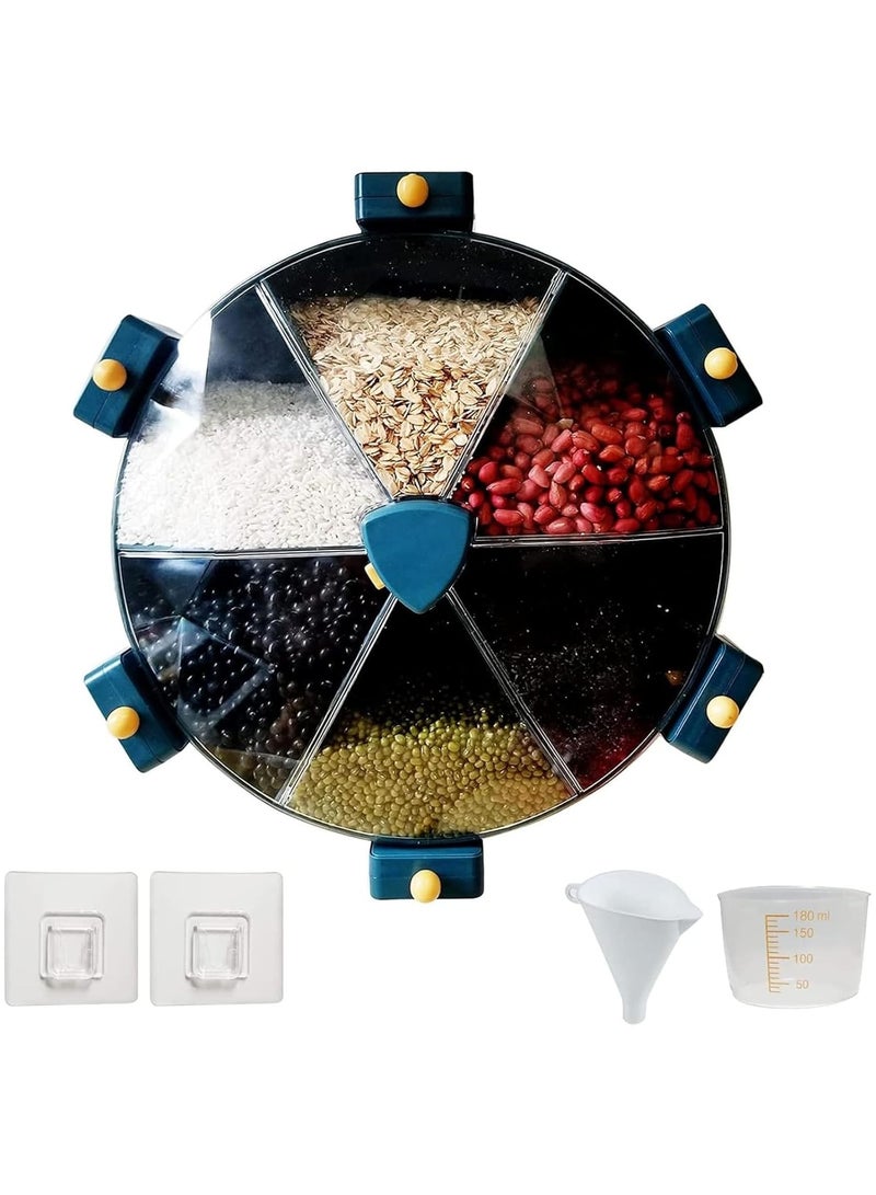 6-Compartment Wall-Mounted Dry Food Dispenser - Cereal, Rice, Coffee & Snack Storage Organizer  - Image 1