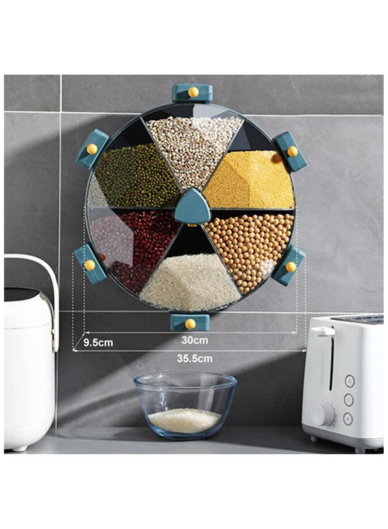 6-Compartment Wall-Mounted Dry Food Dispenser - Cereal, Rice, Coffee & Snack Storage Organizer  - Image 2