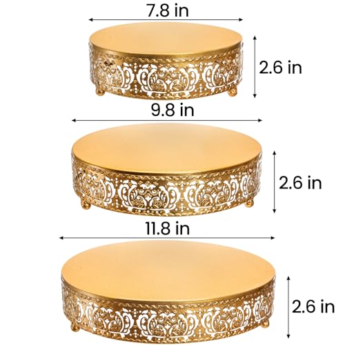 SOUJOY 3 Pack Metal Gold Cake Stand 12108 Inch Round Cupcake Stands Dessert Table Display Set for Wedding Party Birthday Event Anniversary Celebration Table Decoration - Image 3