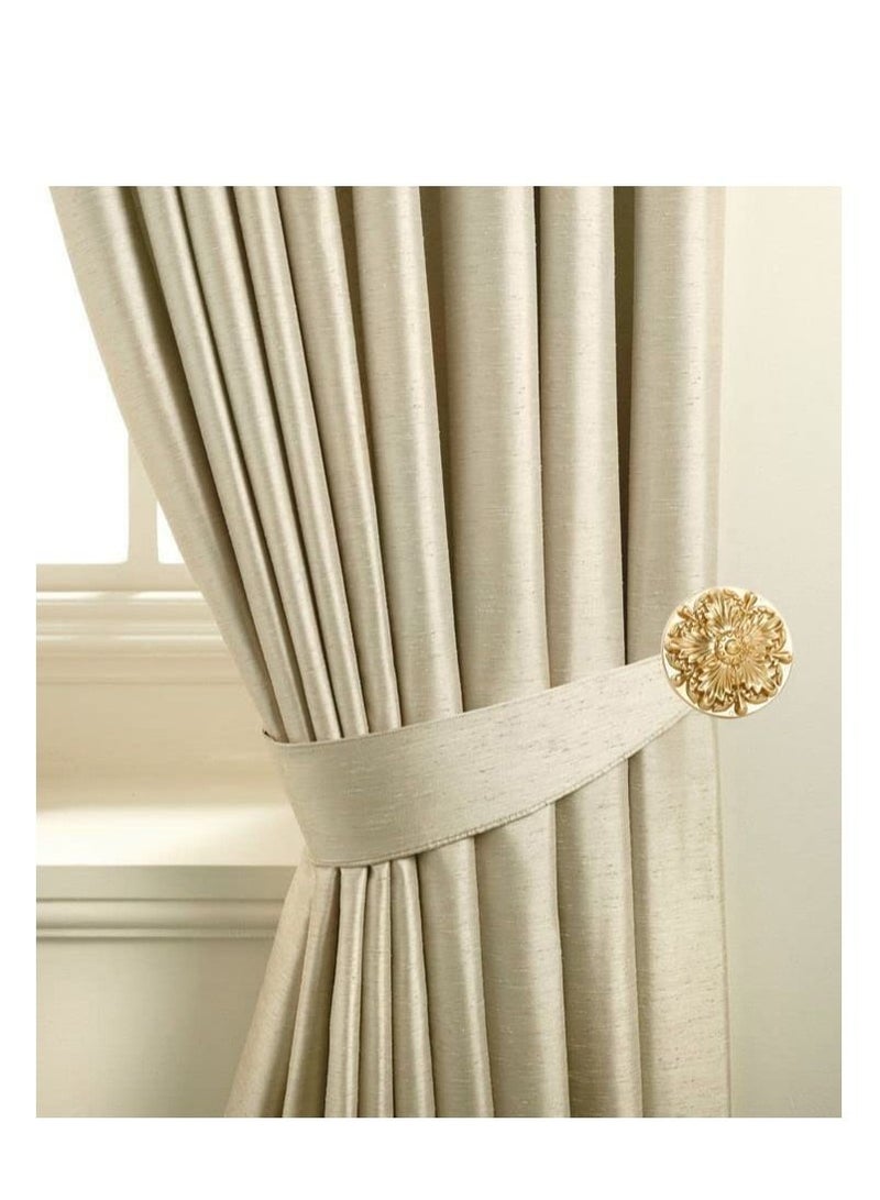IDT 1 Pair Curtain Holdbacks Window Tie Backs Holders for Bedroom Wall Office Decor Home Sheer Blackout Drapes Blind Curtains Decorations Accessories Buckle hooks Golden Colour - Image 1