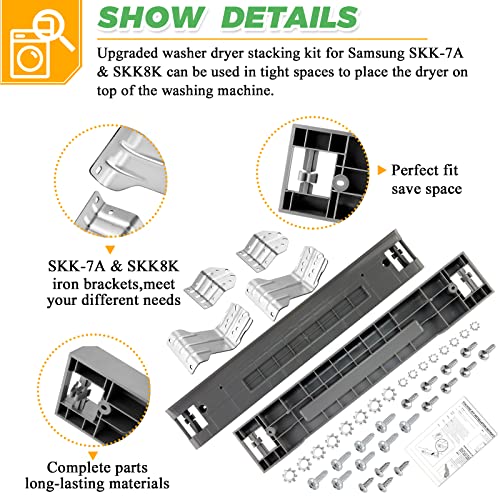 Techecook UPGRADED SKK-8K & SKK-7A Stacking Kit Fit for Samsung Washer & Dryer 27 Inch Front Load Laundry by Techecook - Samsung Stackable Washer Dryer Kit Including All Parts - Replace for SK-5A SK-5AXAA - Image 2