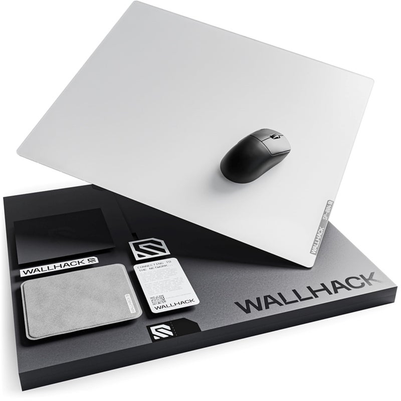 Wallhack 4.0 Glass Gaming MousePad - Professional Esport Mouse Mat with Specialty Surface for Top Speed and Control, Large Tempered Glasspad with Full Silicone Base - (SkyPAD White,XL 16.92" x 19.29") - Image 1