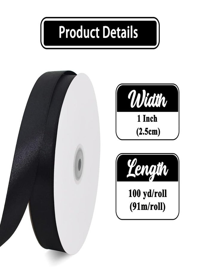 TONIFUL 1 Inch x 100yds Black Satin Ribbon, Thin Solid Color Satin Ribbon for Gift Wrapping, Crafts, Hair Bows Making, Wedding Party Decoration, Sewing, Halloween, Floral Bouquets, Christmas - Image 2
