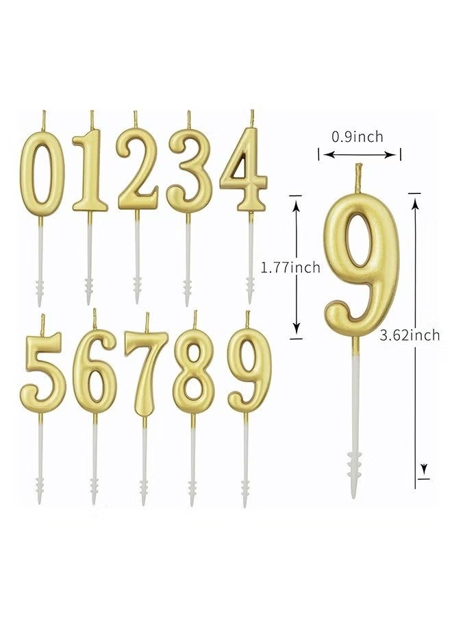 YOUGE 10 Pcs Numeral Birthday Candles Set, Glitter Cake Candles, Cupcake Candles for Birthday Wedding & Lucky Party Cake Decorations (Golden) - Image 2