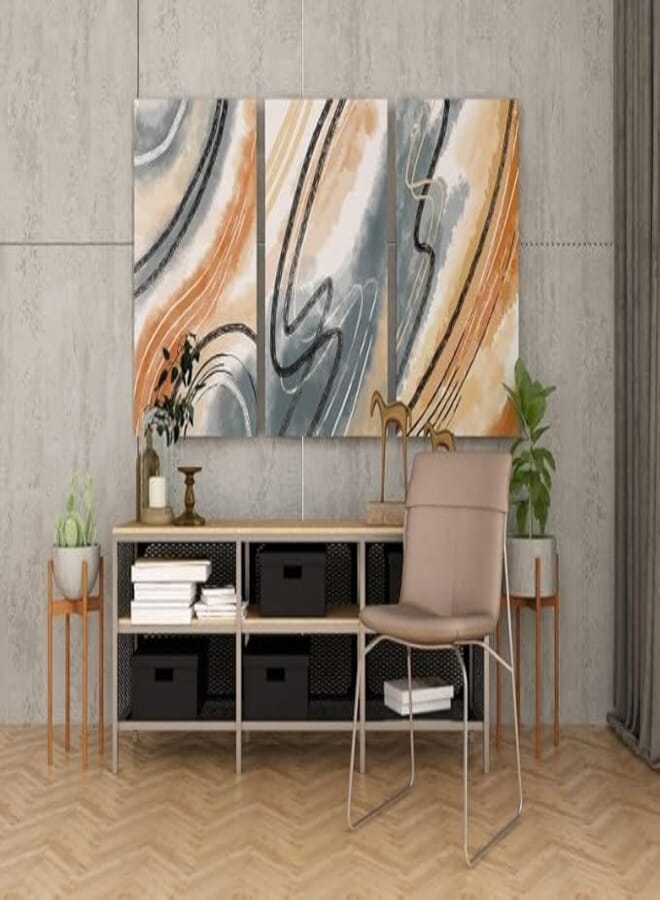 Home Gallery set of Orange Gray Abstract Set of 3 Posters Large Abstract Rust 60x40 