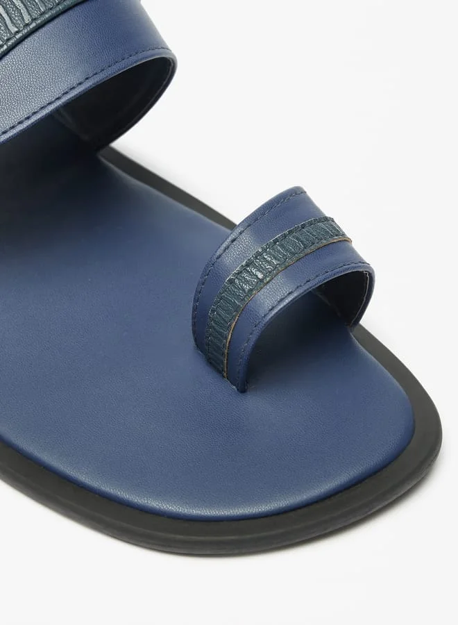 shoexpress Textured Slip-On Arabic Sandals with Toe Loop Detail