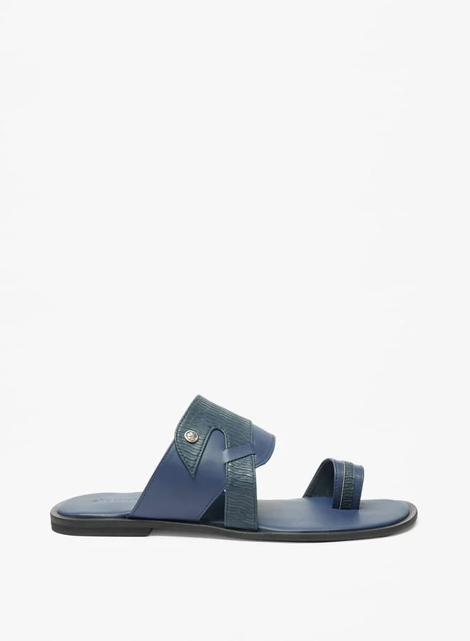 shoexpress Textured Slip-On Arabic Sandals with Toe Loop Detail