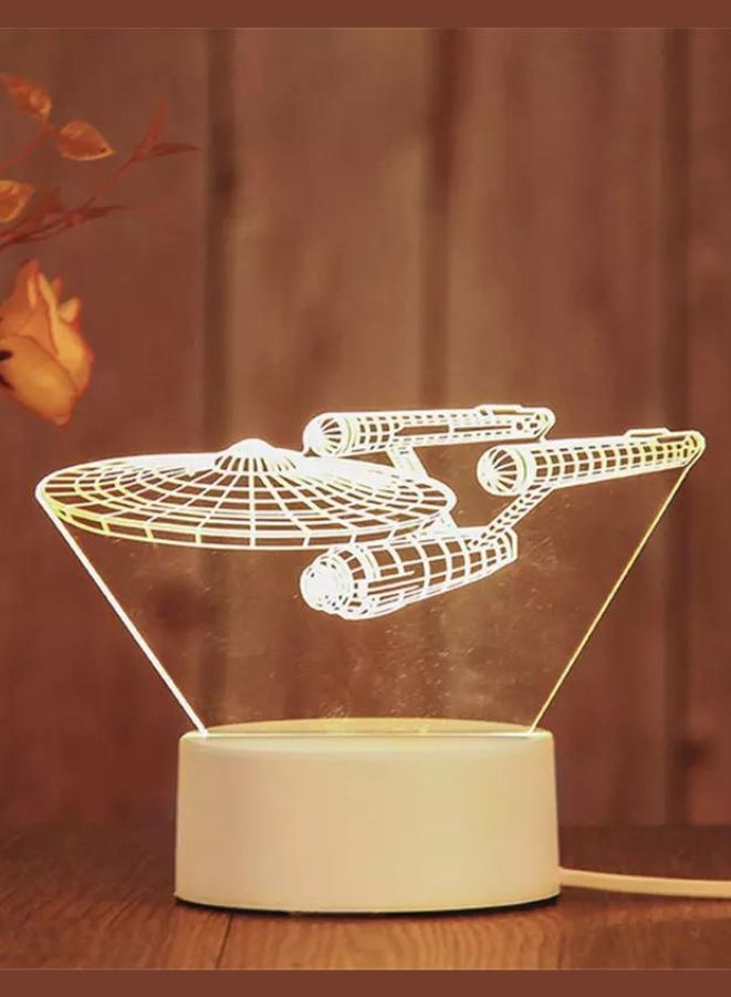 Fatio Space Battleship 3D LED Acrylic Night Light | USB & Battery Powered Kids Bedroom Table Lamp | 20 x 20 x 11 cm - Image 2