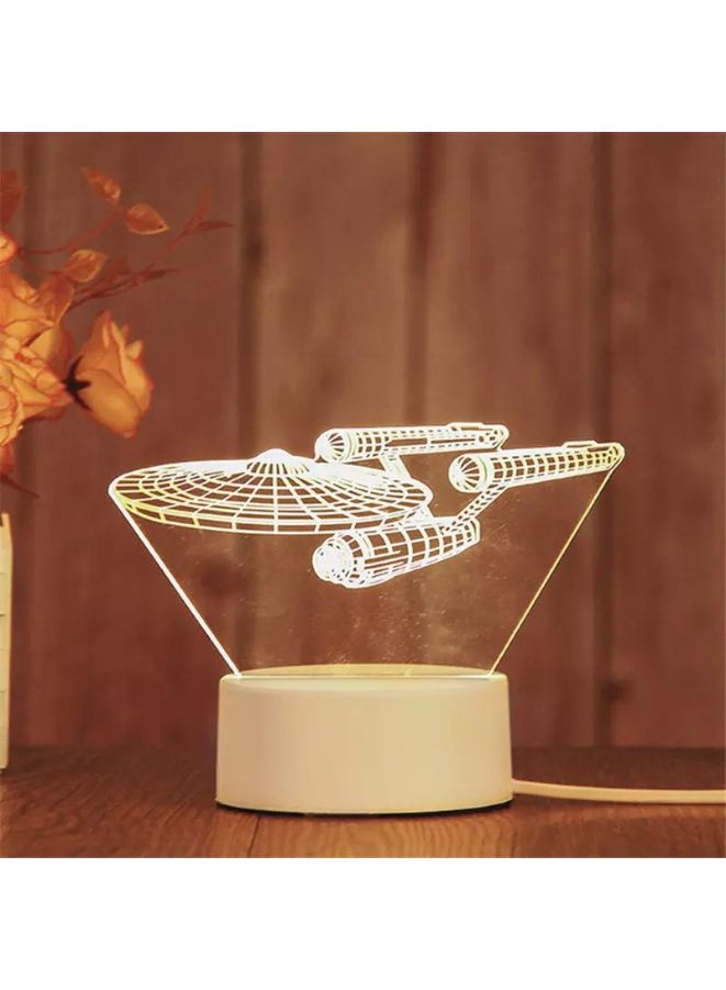Fatio Space Battleship 3D LED Acrylic Night Light | USB & Battery Powered Kids Bedroom Table Lamp | 20 x 20 x 11 cm - Image 1