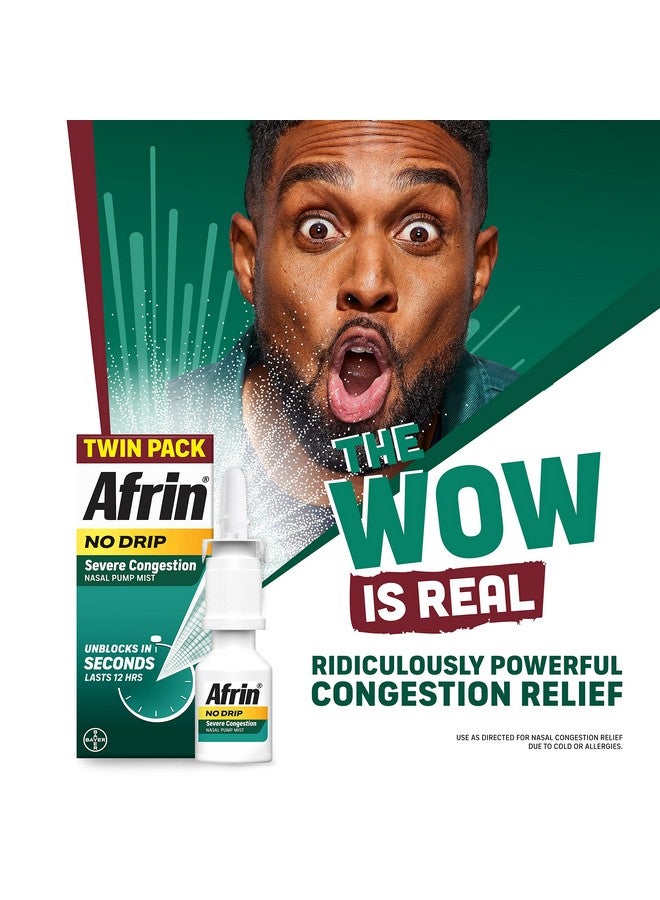 Afrin No Drip Severe Congestion Maximum Strength Nasal Spray - 12 Hour Nasal Spray Relief For Nose Congestion, Nasal Swelling, And Allergies - 2 X 0.5 Fl Oz Bottles - Pack Of 1 - Image 3