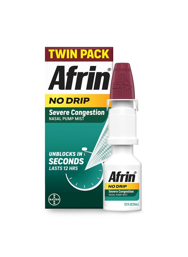 Afrin No Drip Severe Congestion Maximum Strength Nasal Spray - 12 Hour Nasal Spray Relief For Nose Congestion, Nasal Swelling, And Allergies - 2 X 0.5 Fl Oz Bottles - Pack Of 1 - Image 2