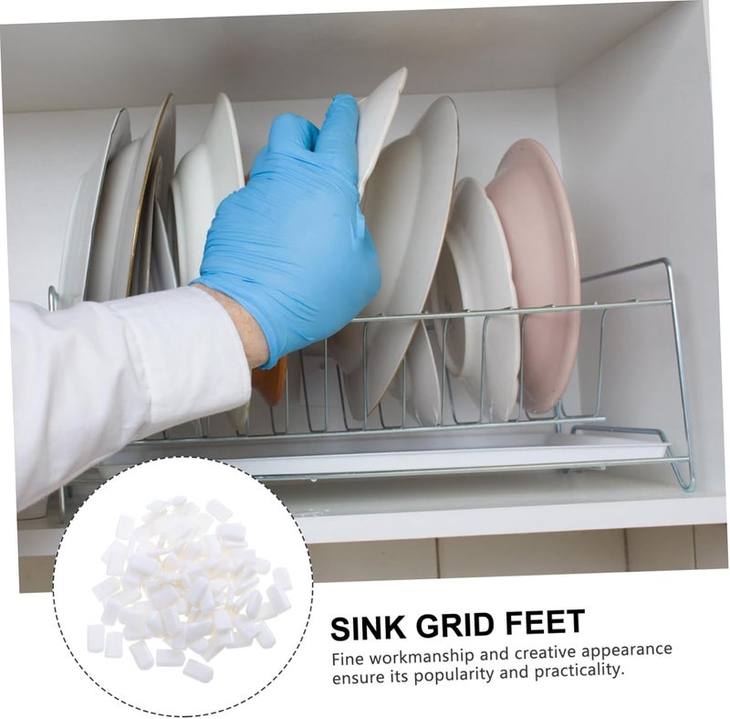 DOITOOL 100pcs Protective Rack Feet for Kitchen Sink Grid Protector Replacements White Sink Accessories Easy to Adjust for Household Use - Image 5