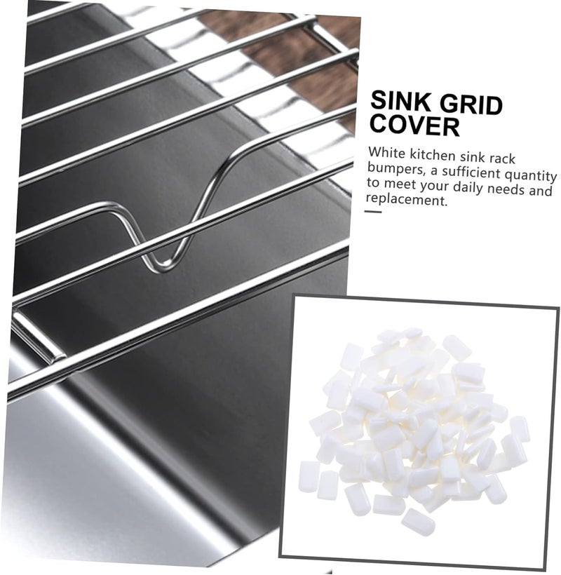 DOITOOL 100pcs Protective Rack Feet for Kitchen Sink Grid Protector Replacements White Sink Accessories Easy to Adjust for Household Use - Image 2