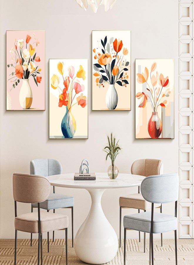 Offito 4 Pack Framed Paint by Numbers Kit for Adults Beginners with Wooden Easel, Flowers Easy Paint by Number Kit with Frame, Watercolor Adult Paint by Number Framed Canvas (8 * 12 Inch) - Image 2
