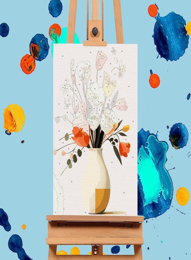 Offito 4 Pack Framed Paint by Numbers Kit for Adults Beginners with Wooden Easel, Flowers Easy Paint by Number Kit with Frame, Watercolor Adult Paint by Number Framed Canvas (8 * 12 Inch) - Image 5