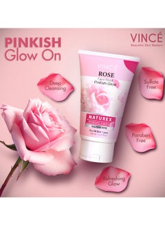 VINCE Rose Face Wash – Pinkish Glow – Deep Cleansing & Hydrating – Enhances Skin Tone, Removes Dirt & Impurities, Boosts Natural Glow, Leaves Skin Soft & Nourished – Sulfate-Free, 120ml  - Image 2