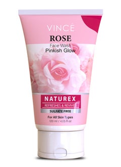 VINCE Rose Face Wash – Pinkish Glow – Deep Cleansing & Hydrating – Enhances Skin Tone, Removes Dirt & Impurities, Boosts Natural Glow, Leaves Skin Soft & Nourished – Sulfate-Free, 120ml  - Image 1