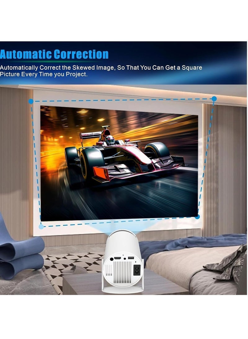 TIGER HY300 Pro Mini Projector – Portable Smart Projector with 180° Rotation, 4K+ Support, WiFi 6 (5G), Bluetooth 5.0, Auto Keystone – Compatible with Android 13.0, TV Stick, HDMI, USB, TF, Audio  - Image 5