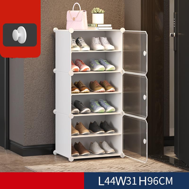 Kuber Industries Kuber Industries Plastic 6-Tier Foldable Shoe Rack/Stand | Shoes Storage Box/Cabinet Organizer with Lids | Shoe Stand for Home Outdoor | JL1C6TWH | White  - Image 3