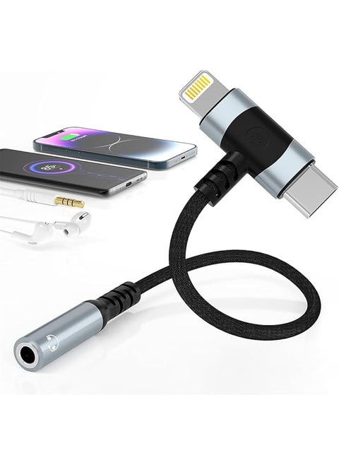 Lightning To 3.5 Mm Headphone Jack Adapter 2 In 1 Headphone Adapter For Iphone Type C To 3.5Mm Female Headphone Jack Adapter Compatible With Samsung Galaxy