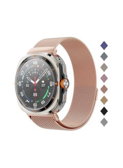 Generic Replacement Band for Samsung Galaxy Watch Ultra 47mm 2024 Band Magnetic Stainless Steel Strap Loop Watch Band Sports Straps (Pink)  - Image 1