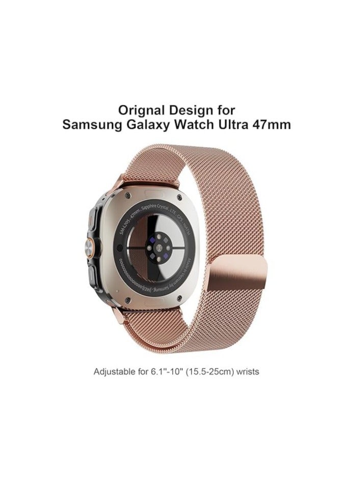 Replacement Band for Samsung Galaxy Watch Ultra 47mm 2024 Band Magnetic Stainless Steel Strap Loop Watch Band Sports Straps (Pink)