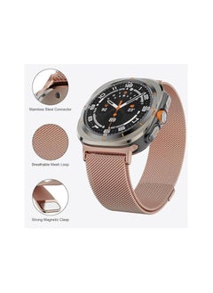 Generic Replacement Band for Samsung Galaxy Watch Ultra 47mm 2024 Band Magnetic Stainless Steel Strap Loop Watch Band Sports Straps (Pink)  - Image 2