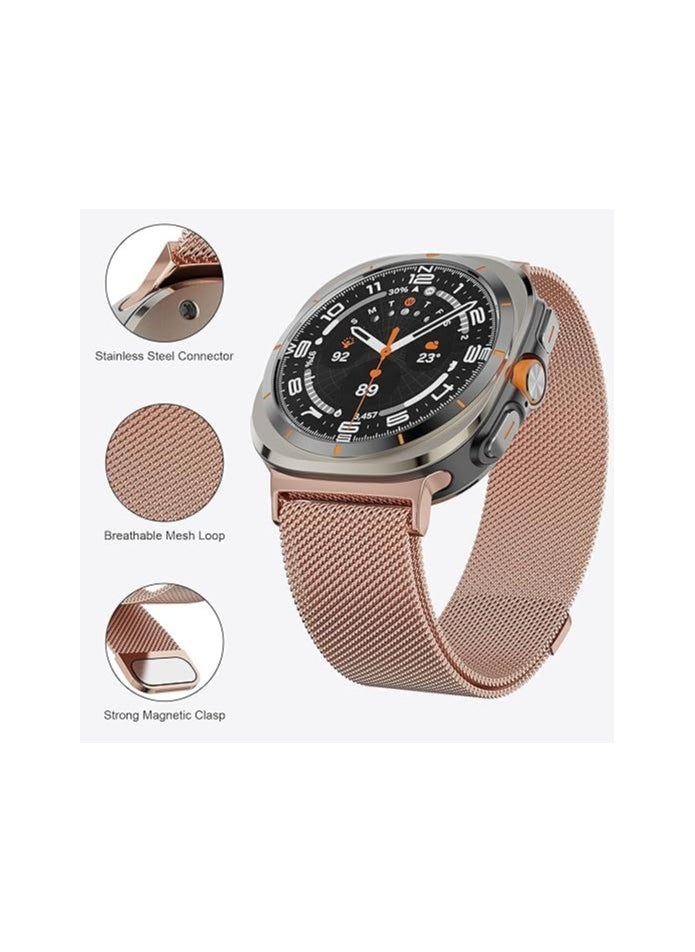 Generic Replacement Band for Samsung Galaxy Watch Ultra 47mm 2024 Band Magnetic Stainless Steel Strap Loop Watch Band Sports Straps (Pink)  - Image 2