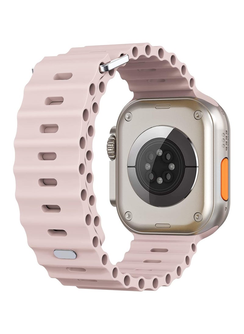 ICARLUS - Ocean Band Compatible with Apple Watch Ultra Band 41/40/38mm Men Women, Soft Silicone Sport Band Replacement Strap for Apple Watch Ultra2/Ultra iWatch Series 9 8 7 SE 6 5 4 3 2 1 Light Pink - Image 1